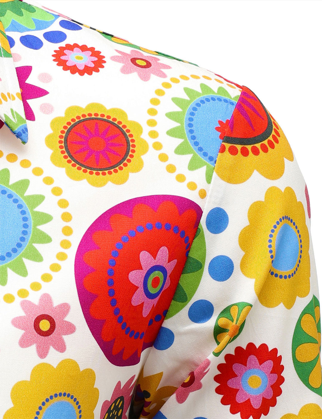 Chemise boutonnée à manches longues en coton à imprimé floral pour homme