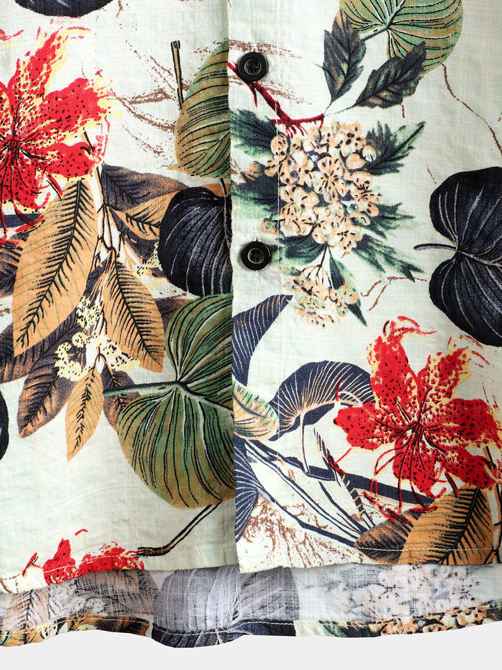 Chemise hawaïenne tropicale en coton à fleurs pour hommes