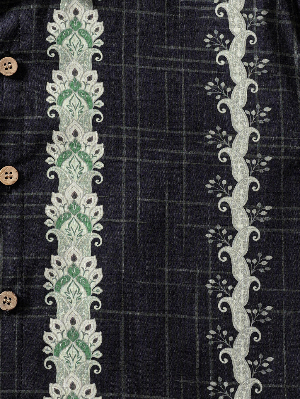 Chemise Vintage Homme Style Hawaïen Motif Botanique Rayé Coton