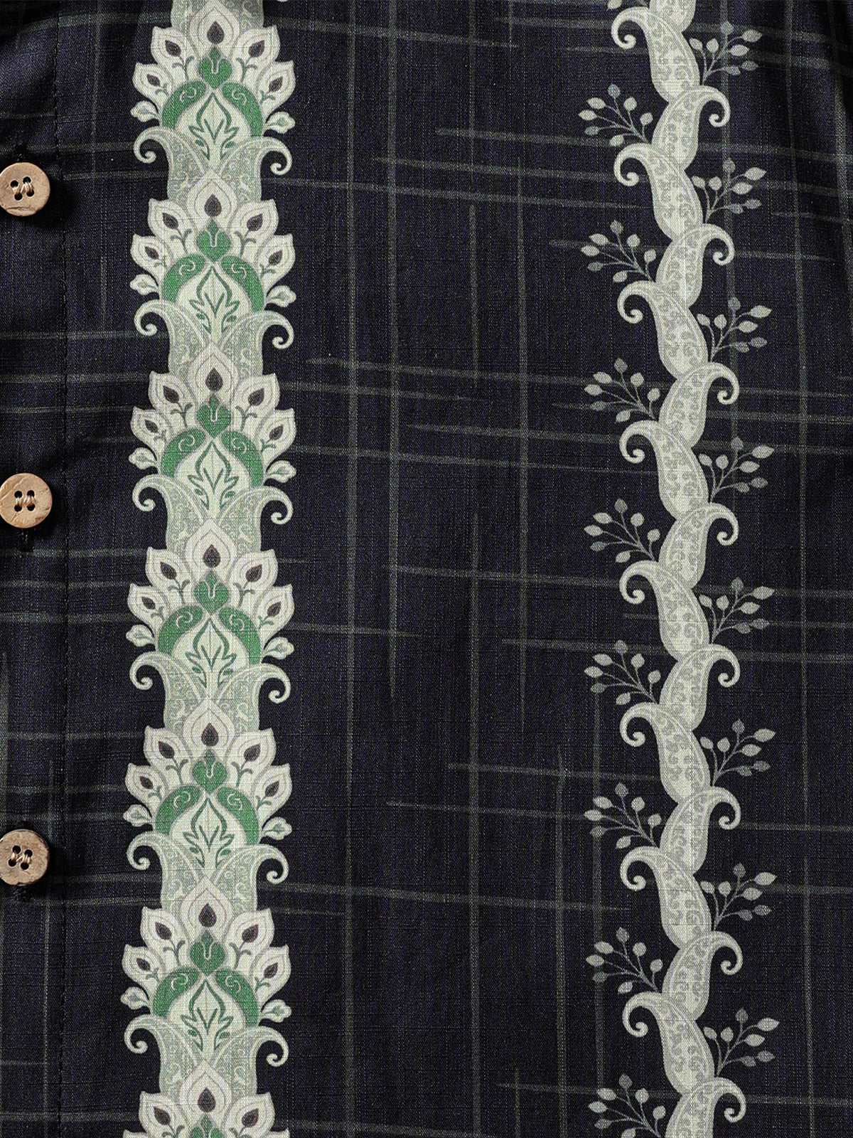 Chemise Vintage Homme Style Hawaïen Motif Botanique Rayé Coton