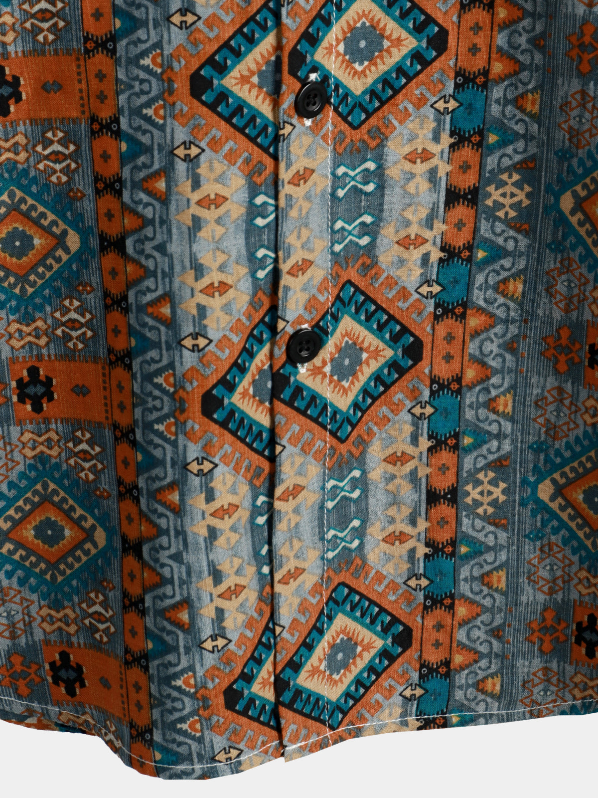 Chemise à Manches Courtes avec Boutons et Imprimé Aztèque des Années 70