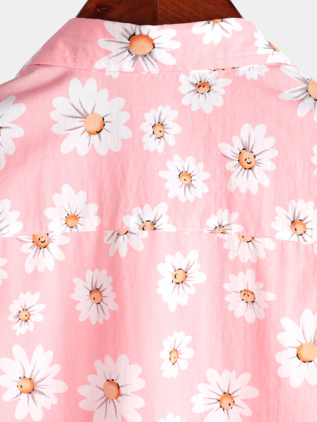 Chemise Hawaïenne à Manches Courtes pour Homme en Rose avec des Marguerites