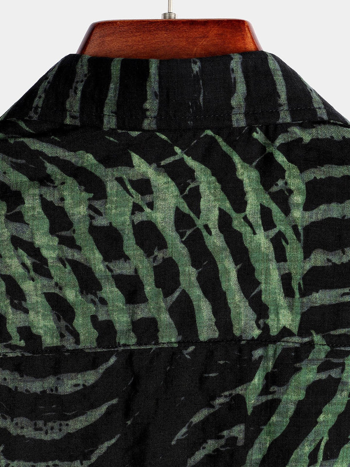 Chemise imprimée rayée à manches courtes pour hommes