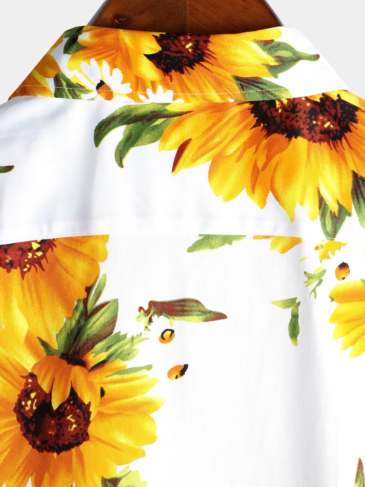 Chemise à manches courtes à boutons d'art vintage avec poche en coton à fleurs de tournesol pour hommes