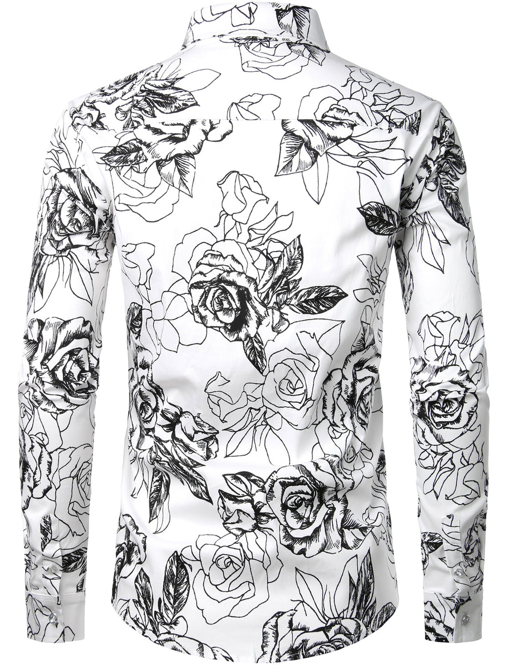 Chemise décontractée boutonnée à manches longues en coton à fleurs pour hommes
