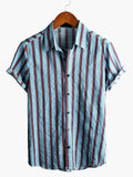 Chemise imprimée rayée à manches courtes pour hommes
