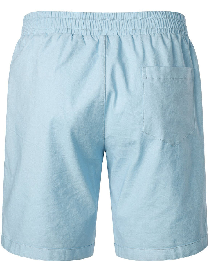 Short décontracté en coton et lin respirant de couleur unie pour hommes