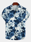 Chemise Hawaïenne à Manches Courtes avec Imprimé de Crâne Amusant pour Homme