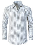 Chemise blanche à manches longues et imprimé géométrique rétro pour homme
