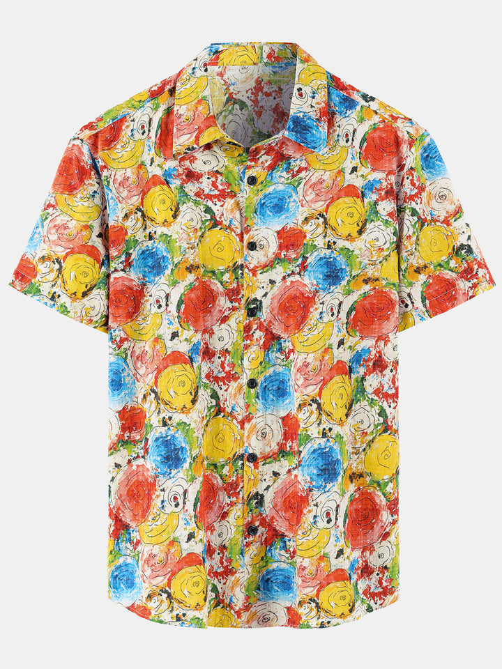 Chemise hawaïenne décontractée à manches courtes et motif floral pour homme