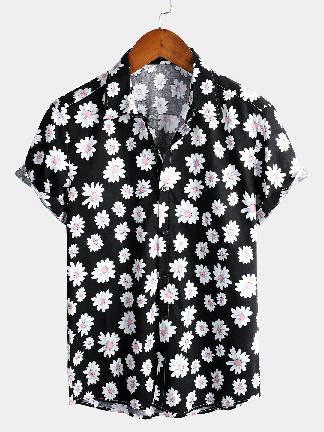 Chemise Hawaïenne à Manches Courtes Noire pour Homme