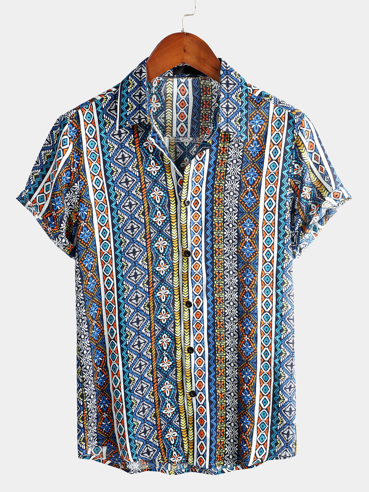 Chemise Retro à Manches Courtes Boho pour Homme