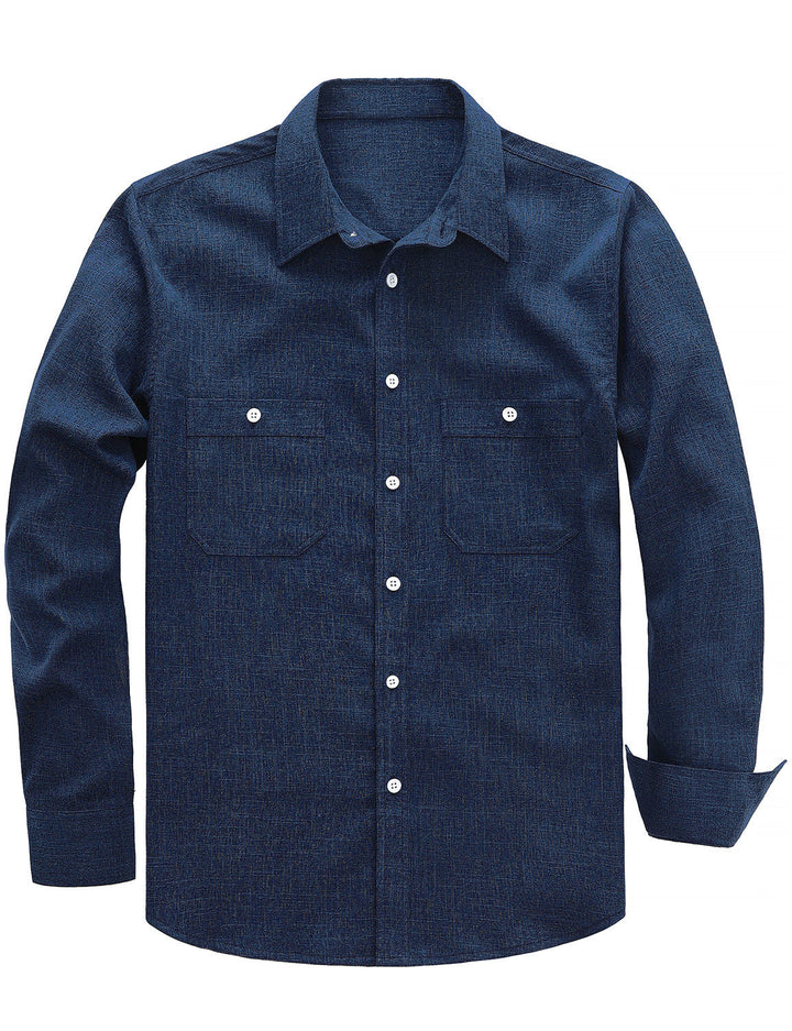 Chemise boutonnée à manches longues et poches décontractées pour homme
