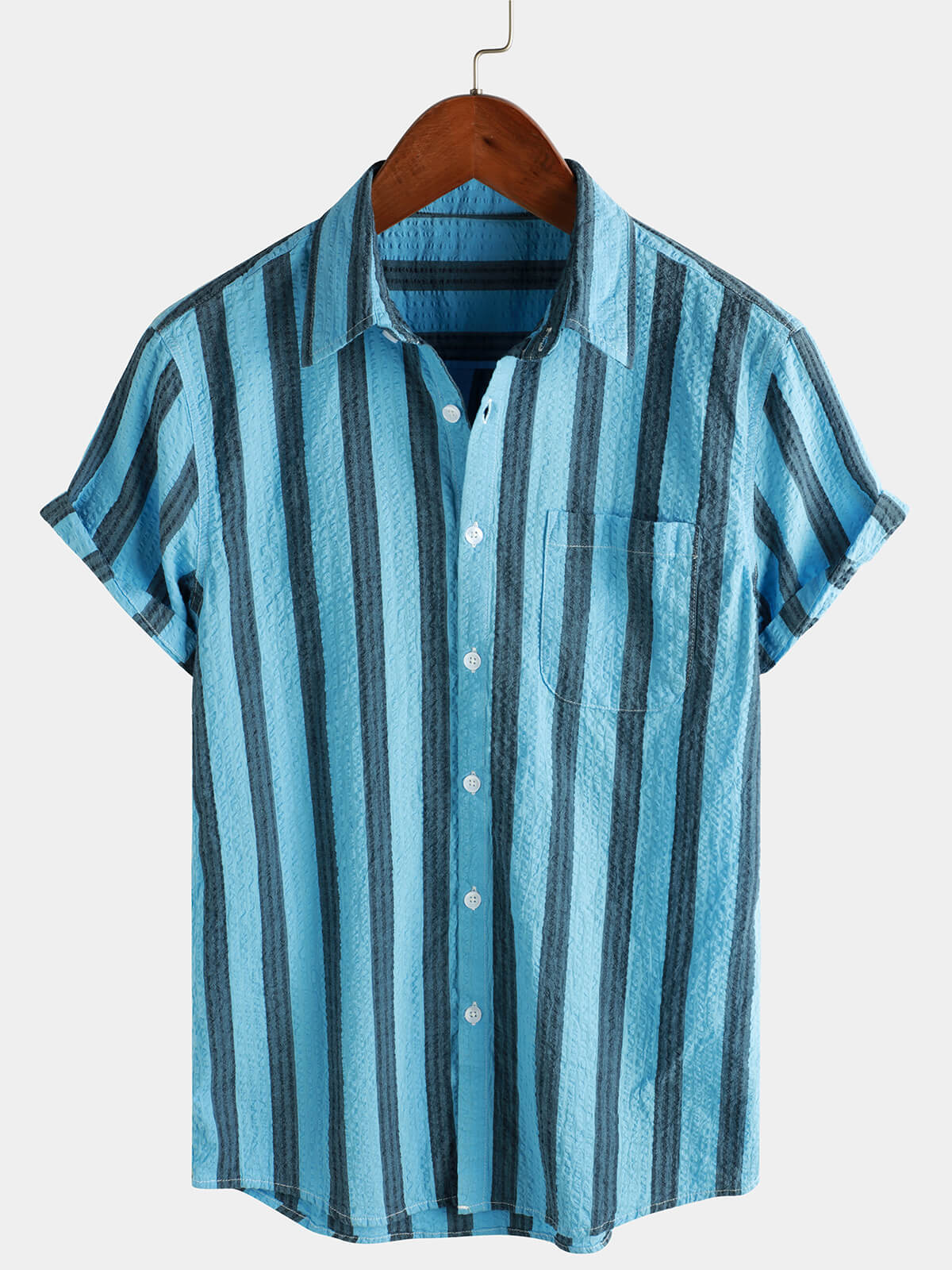 Chemise pour Homme avec Poche, Type Hawaïenne, de Vacances, avec Boutons et Manches Courtes