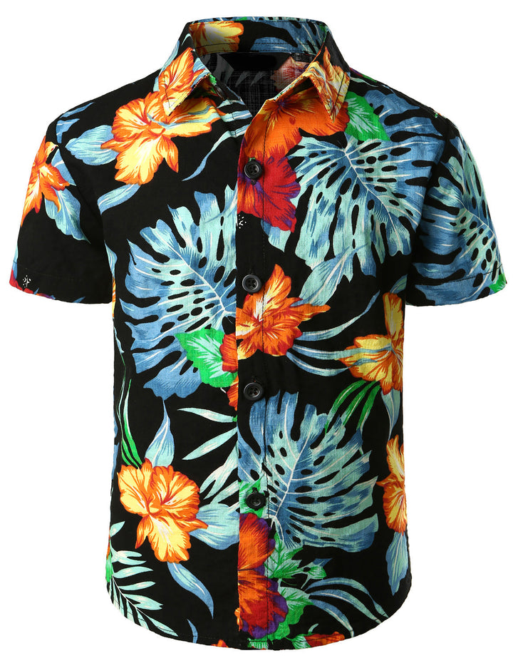 Chemise blanche à manches courtes pour enfants, motif ananas, motif tropical, vacances, plage, Aloha