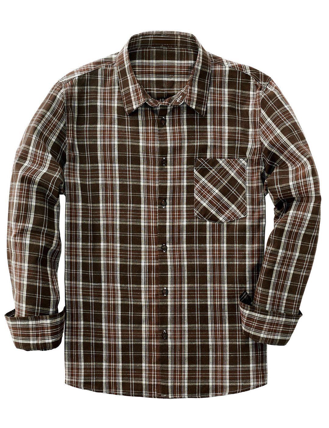 Chemise à manches longues à carreaux décontractée pour hommes avec poche rétro