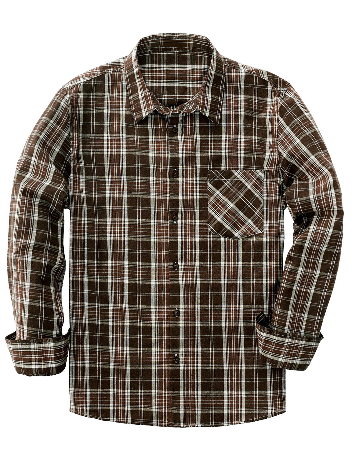 Chemise à manches longues à carreaux décontractée pour hommes avec poche rétro
