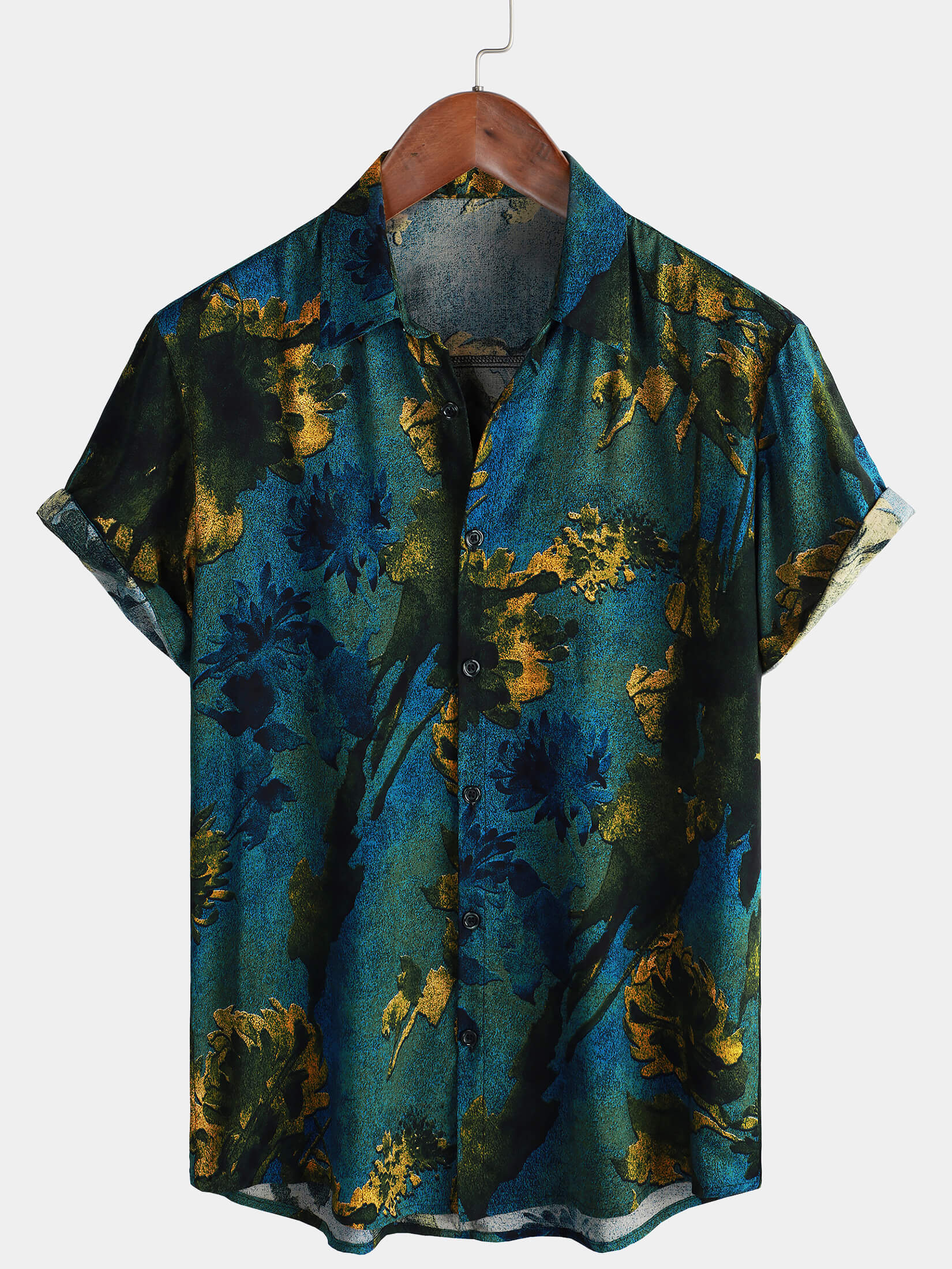 Chemise hawaïenne à manches courtes et boutons pour homme, style vintage, respirante, pour les vacances, été