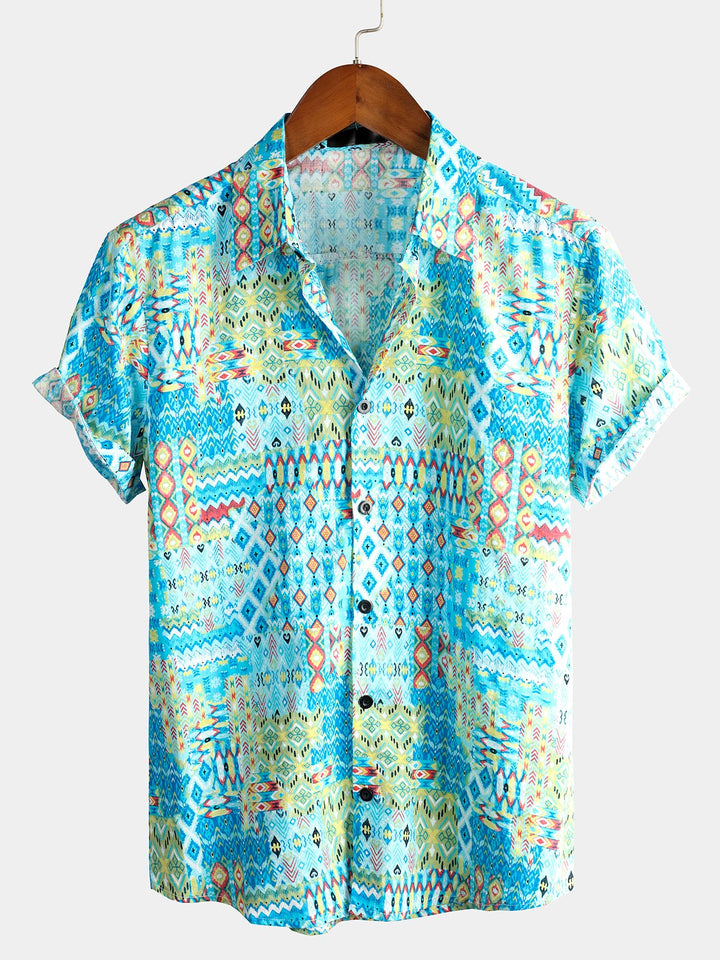 Chemises en coton à manches courtes pour hommes