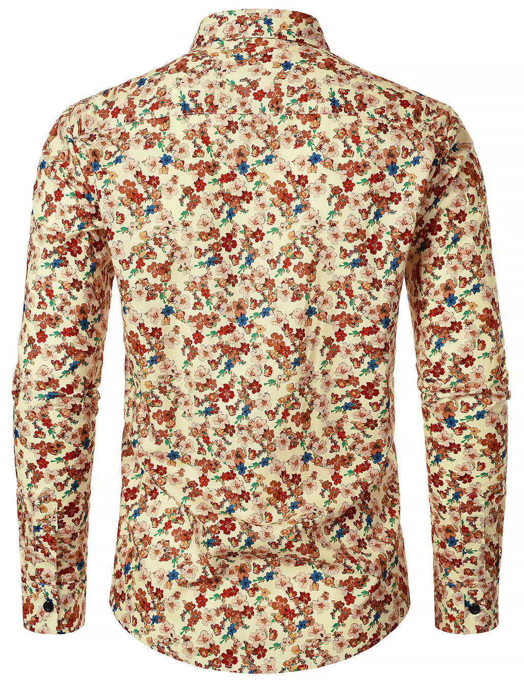 Chemise à manches longues en coton respirant à imprimé floral des années 70 pour homme