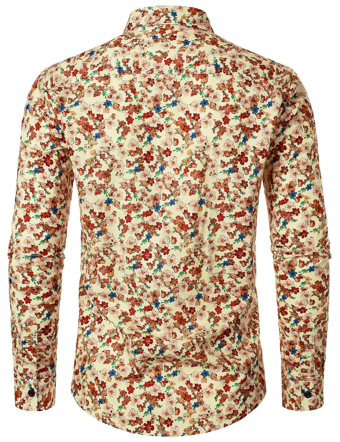 Chemise à manches longues en coton respirant à imprimé floral des années 70 pour homme