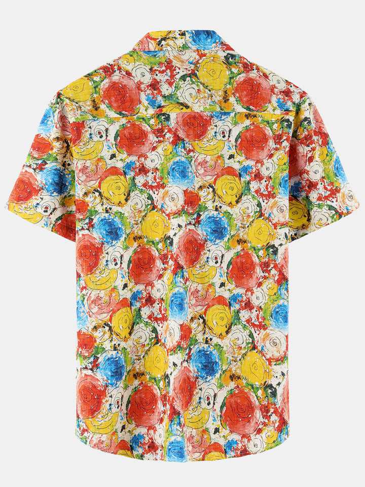 Chemise hawaïenne décontractée à manches courtes et motif floral pour homme