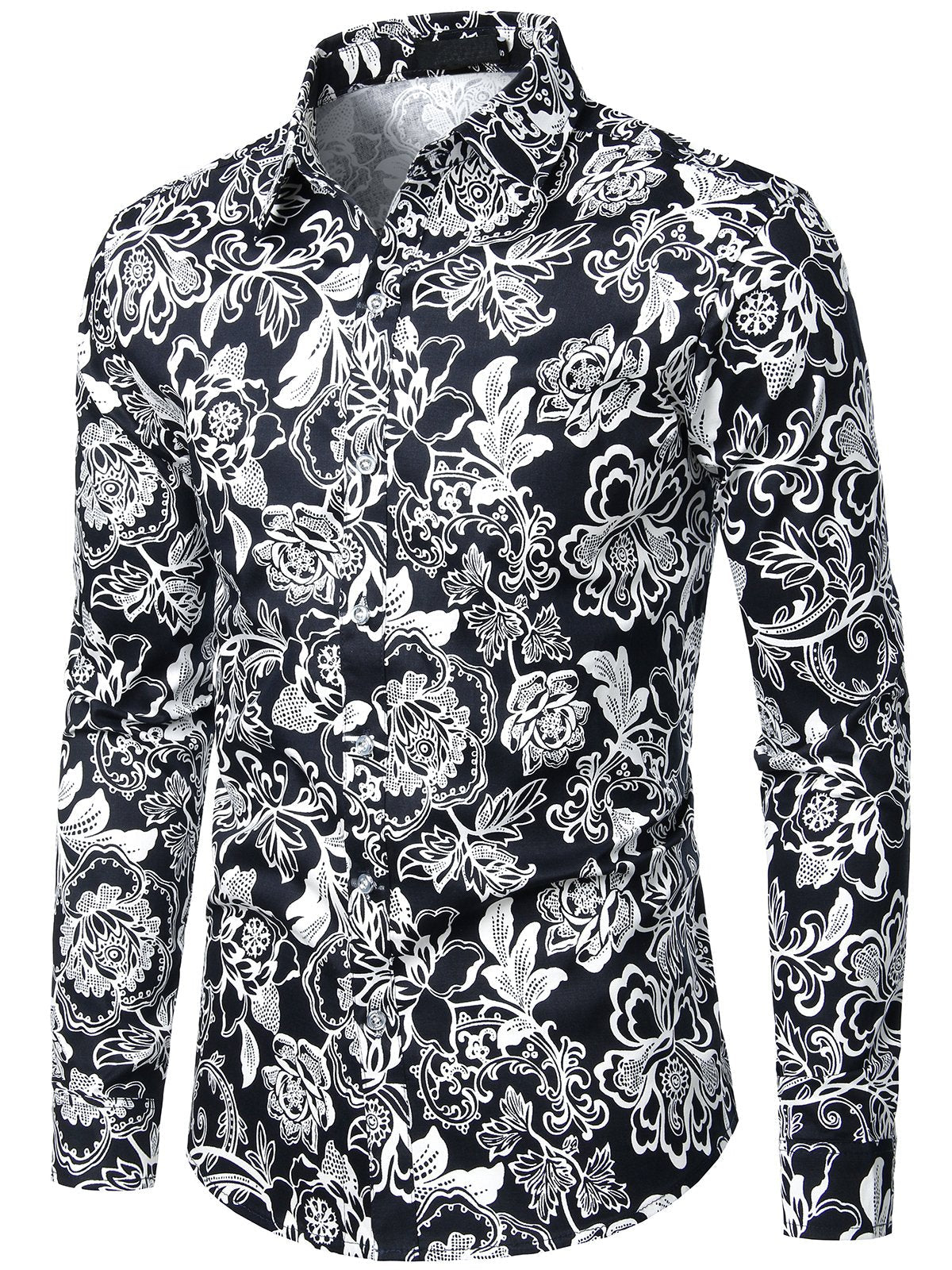 Chemise en coton imprimé de motifs floraux homme
