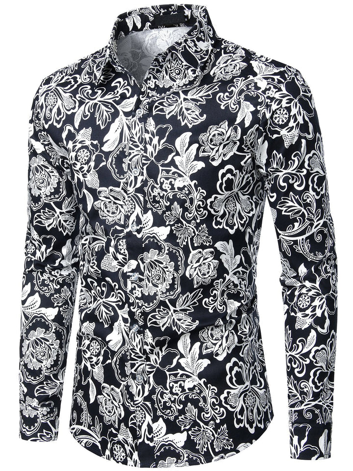 Chemise en coton imprimé de motifs floraux homme