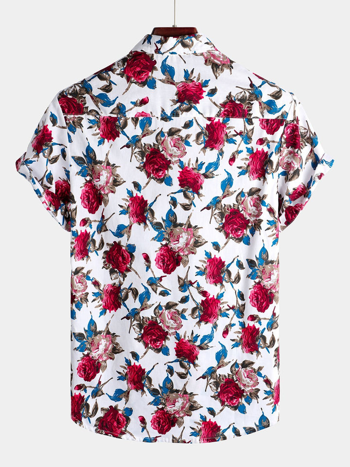 Chemise en coton hawaïen tropical à fleurs