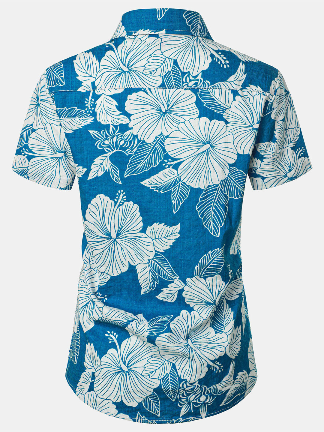 Chemisier à imprimé floral bleu pour femme, chemise hawaïenne en coton à manches courtes pour la plage, l&