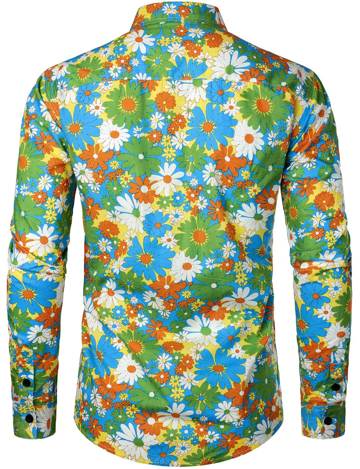Chemise à manches longues imprimé floraux homme