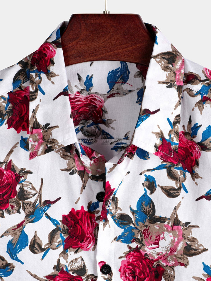 Chemise en coton hawaïen tropical à fleurs