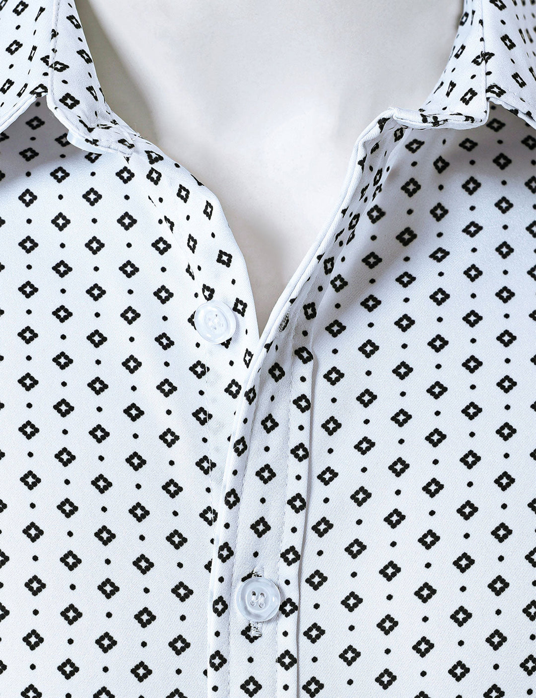 Chemise blanche à manches longues et imprimé géométrique rétro pour homme