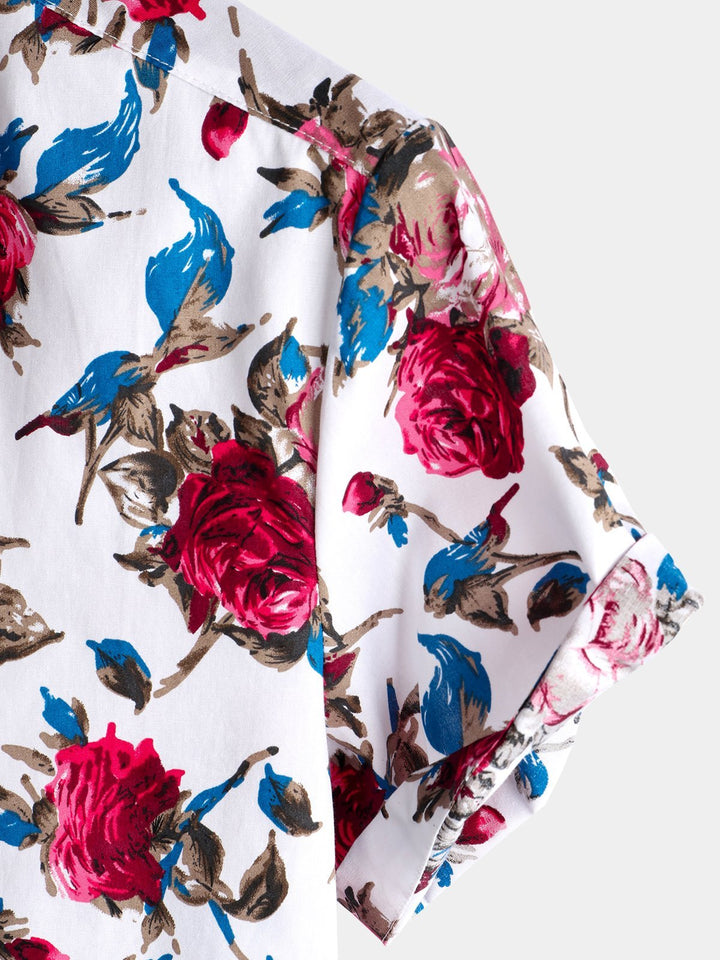 Chemise en coton hawaïen tropical à fleurs