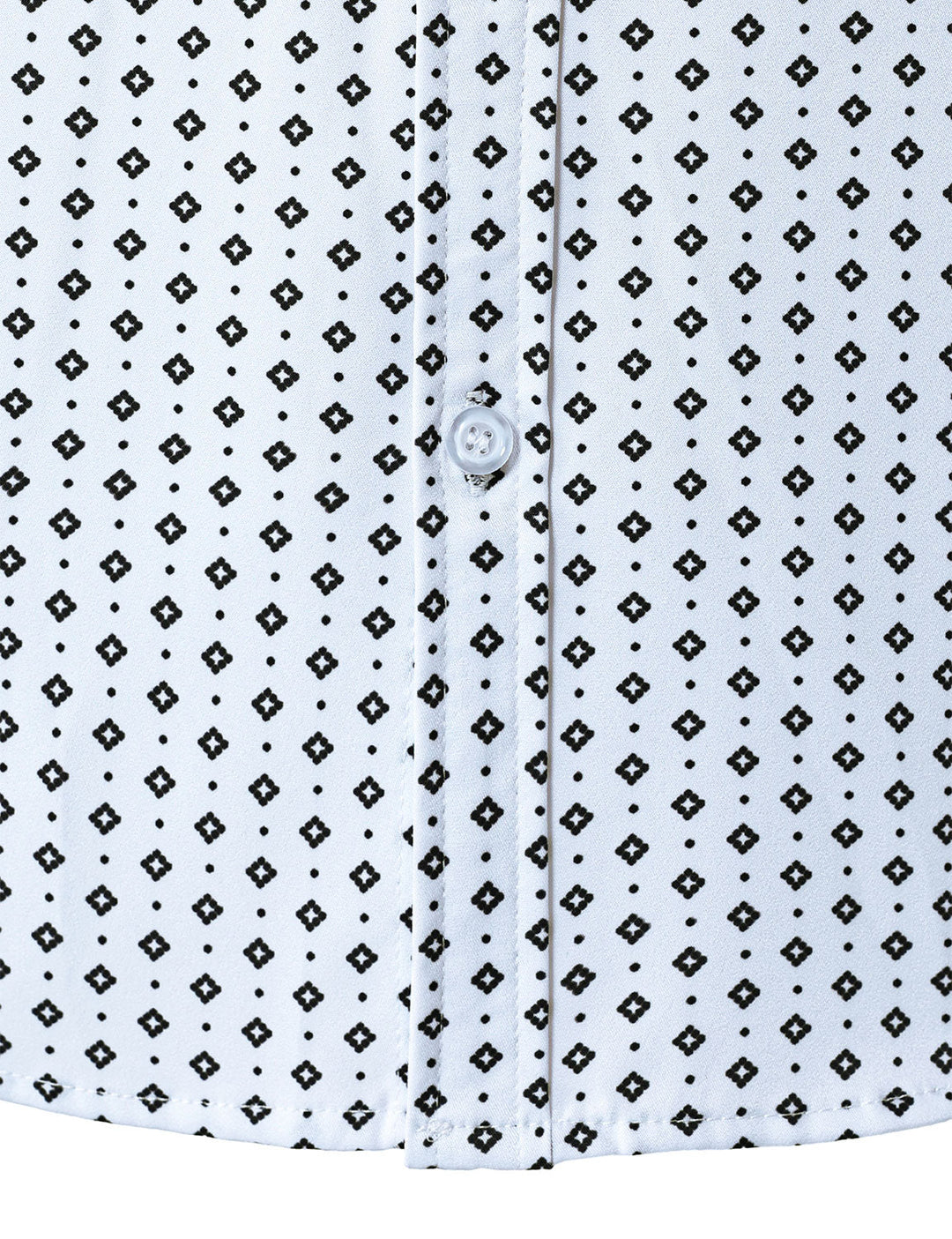 Chemise blanche à manches longues et imprimé géométrique rétro pour homme