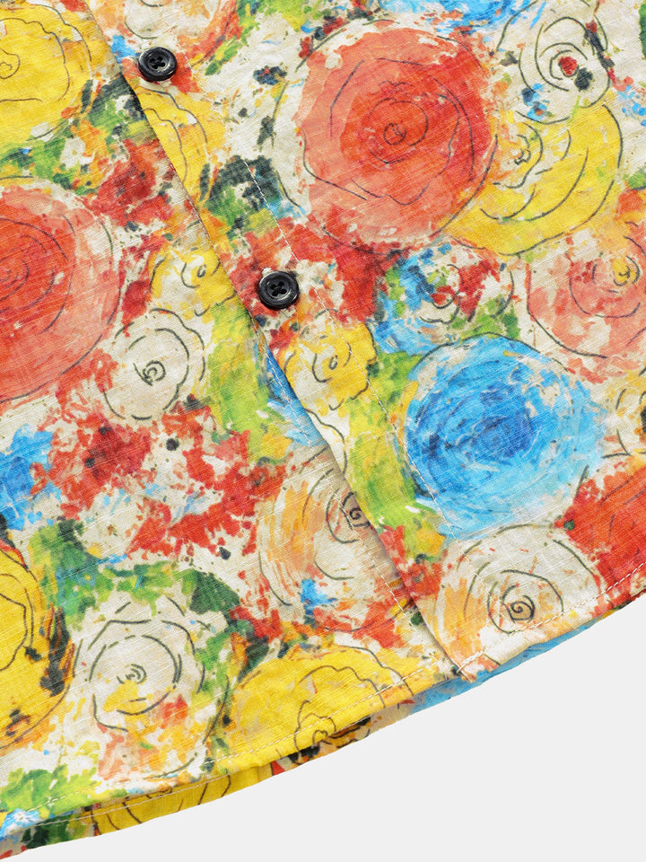 Chemise hawaïenne décontractée à manches courtes et motif floral pour homme