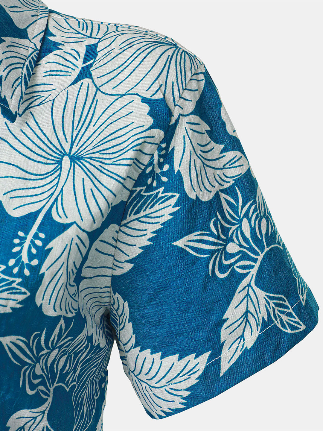 Chemisier à imprimé floral bleu pour femme, chemise hawaïenne en coton à manches courtes pour la plage, l&