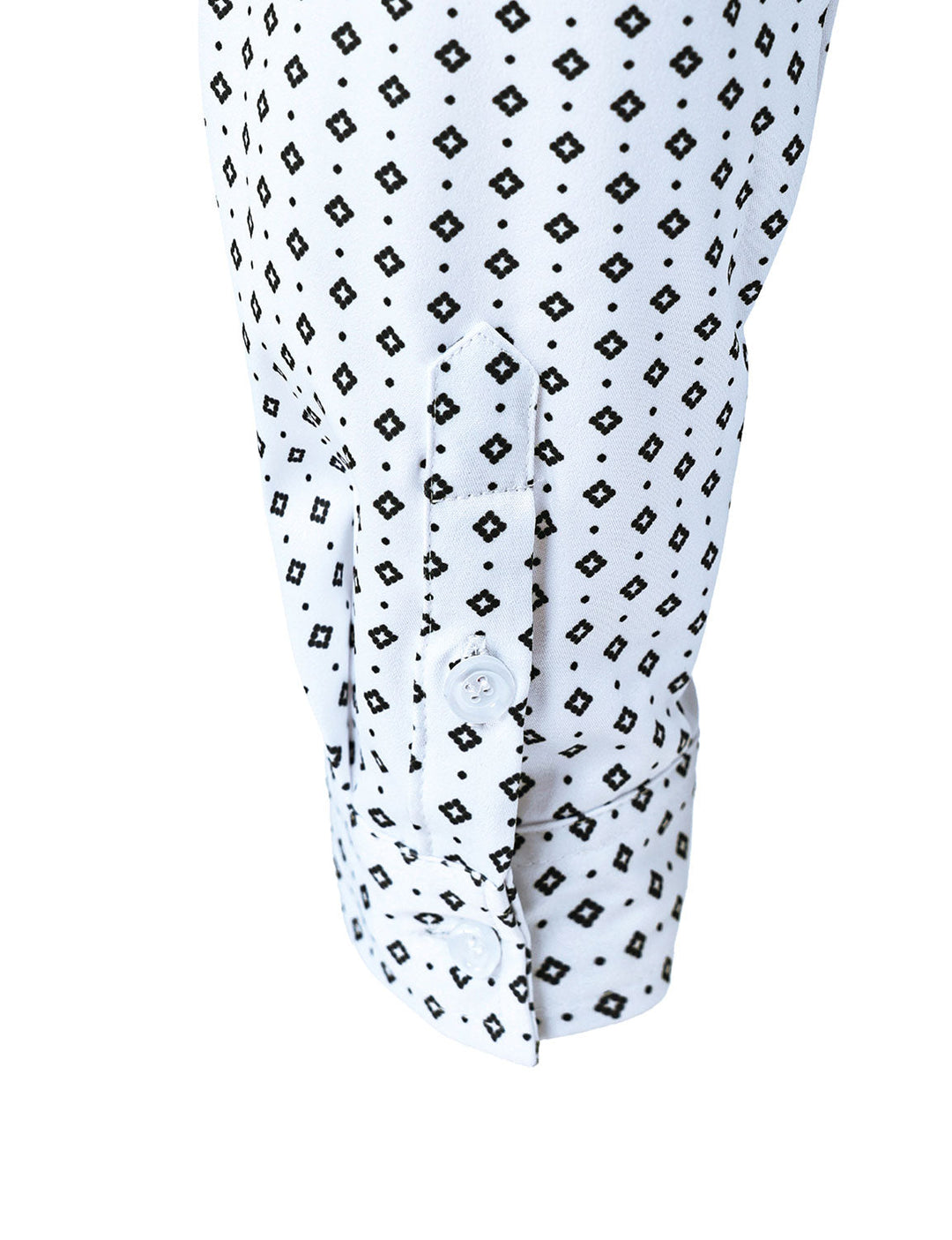 Chemise blanche à manches longues et imprimé géométrique rétro pour homme