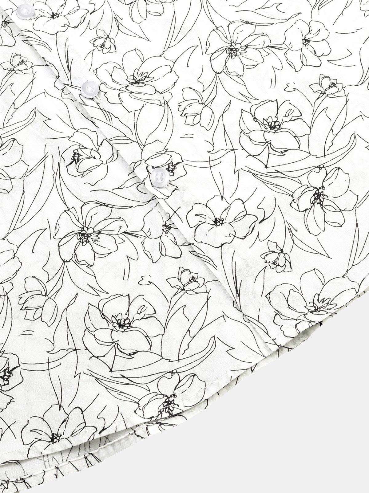 Chemise d'été décontractée à manches courtes en coton blanc à imprimé floral pour hommes