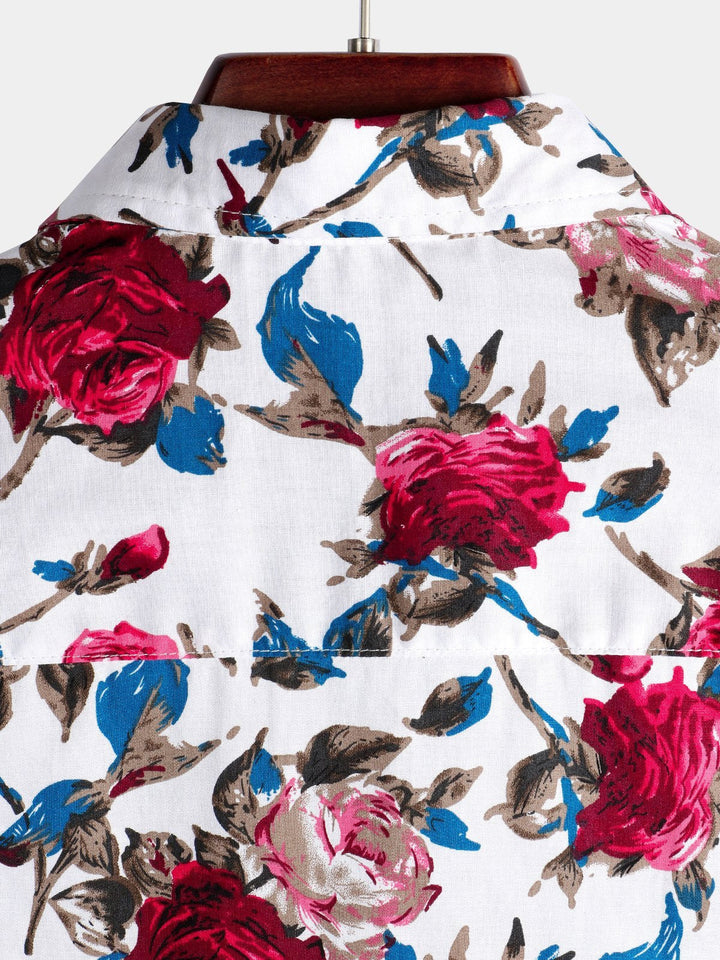 Chemise en coton hawaïen tropical à fleurs