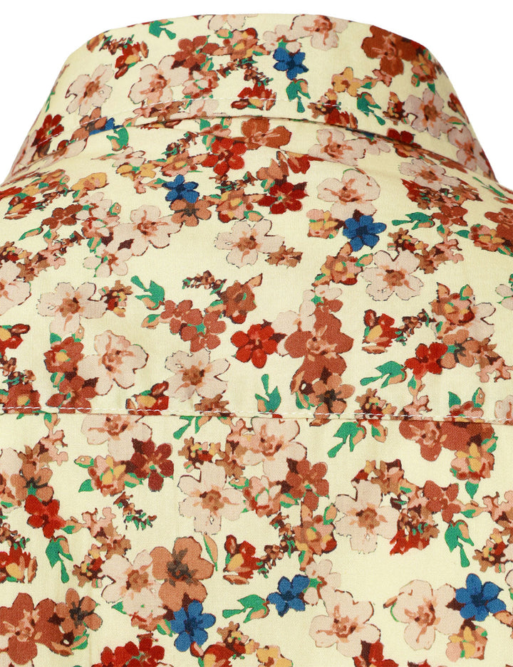 Chemise à manches longues en coton respirant à imprimé floral des années 70 pour homme