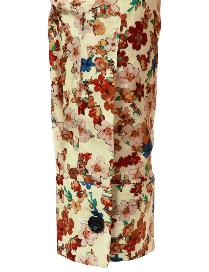 Chemise à manches longues en coton respirant à imprimé floral des années 70 pour homme