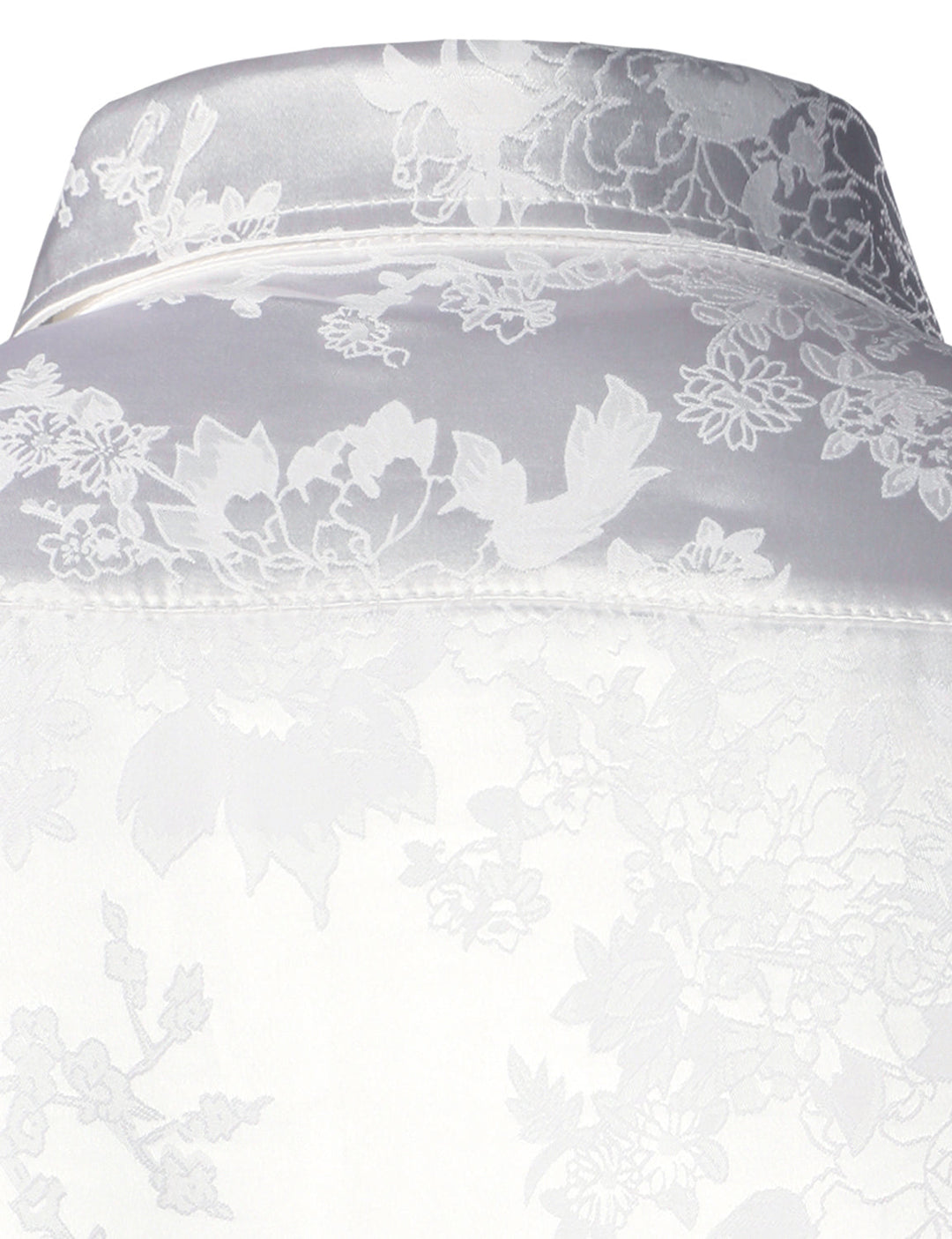 Chemise boutonnée à manches longues en satin brillant à motif jacquard floral pour homme