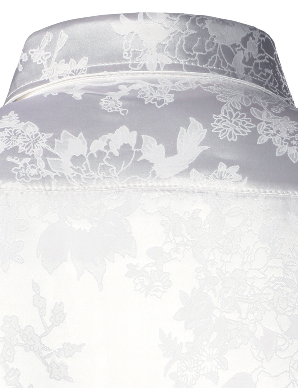 Chemise boutonnée à manches longues en satin brillant à motif jacquard floral pour homme