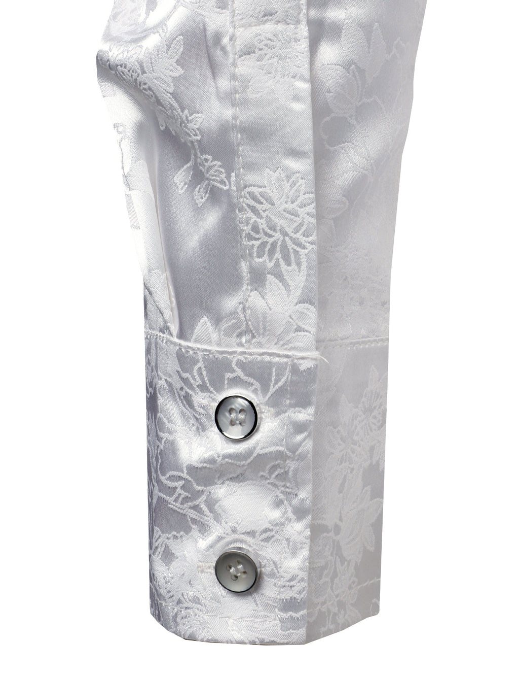 Chemise boutonnée à manches longues en satin brillant à motif jacquard floral pour homme