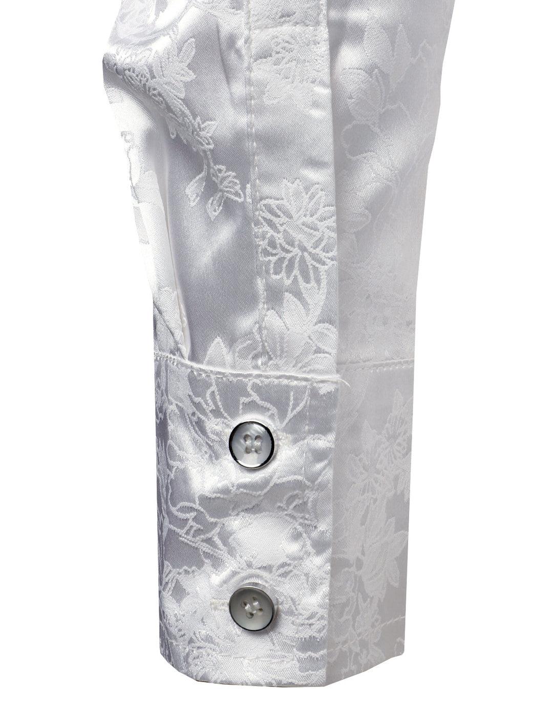 Chemise boutonnée à manches longues en satin brillant à motif jacquard floral pour homme