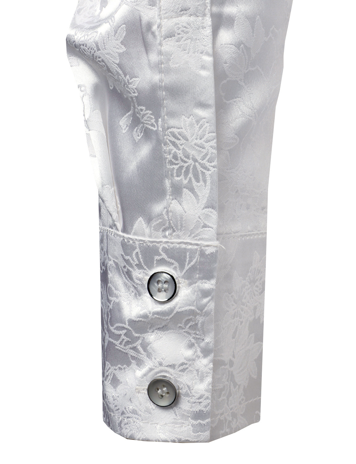 Chemise boutonnée à manches longues en satin brillant à motif jacquard floral pour homme