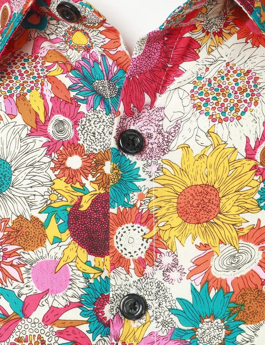 Chemise habillée vintage à manches longues en coton floral boutonné des années 70 pour hommes