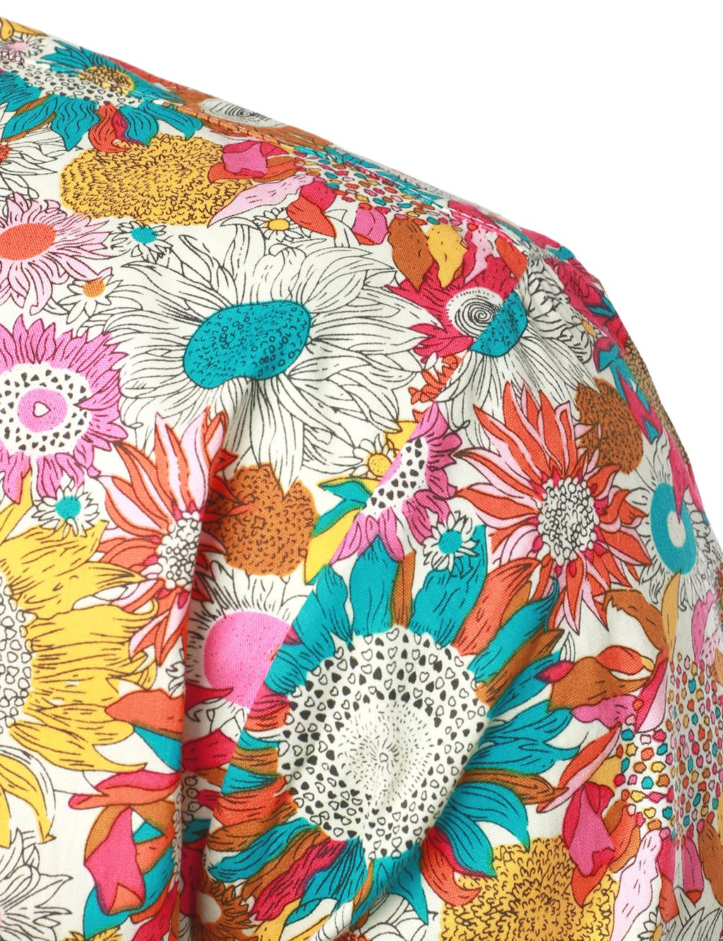 Chemise habillée vintage à manches longues en coton floral boutonné des années 70 pour hommes