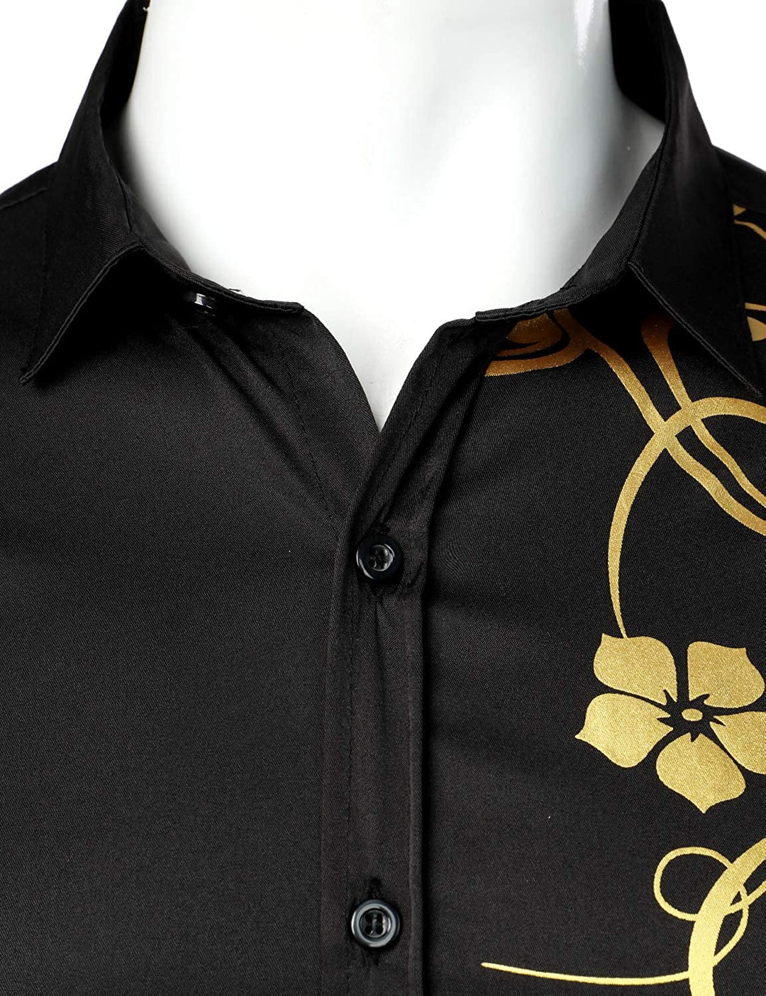 Chemise boutonnée décontractée à manches longues et à fleurs pour hommes
